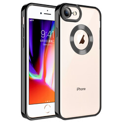 Apple iPhone 8 Case Camera Protected Zore Omega Cover With Logo Black