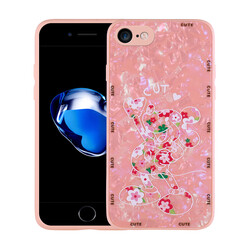 Apple iPhone 8 Case Patterned Hard Silicone Zore Mumila Cover Pink Mouse