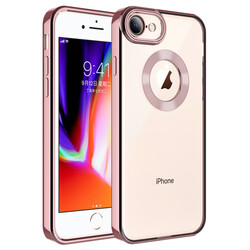 Apple iPhone 8 Kılıf Kamera Korumalı Logo Gösteren Zore Omega Kapak Rose Gold