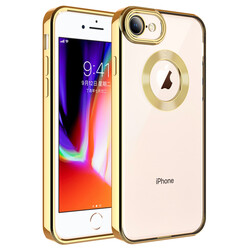 Apple iPhone 8 Kılıf Kamera Korumalı Logo Gösteren Zore Omega Kapak Gold