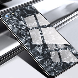Apple iPhone 8 Kılıf Zore Marbel Cam Silikon Siyah