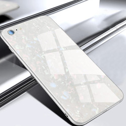 Apple iPhone 8 Kılıf Zore Marbel Cam Silikon Beyaz
