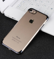 Apple iPhone 8 Kılıf Zore Tareks Şeffaf Kapak Siyah