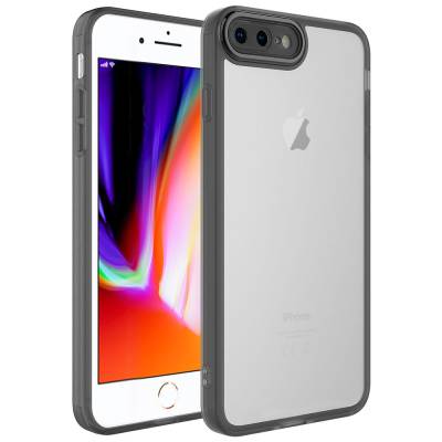 Apple iPhone 8 Plus Case Camera Protected Transparent Zore Post Cover Black