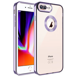 Apple iPhone 8 Plus Case Camera Protected Zore Omega Cover With Logo Lila