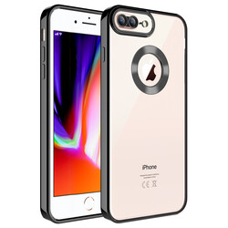 Apple iPhone 8 Plus Case Camera Protected Zore Omega Cover With Logo Black