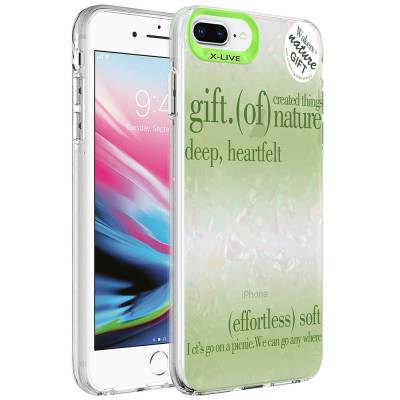 Apple iPhone 8 Plus Case Marble Pattern Zore Marbello Cover Green