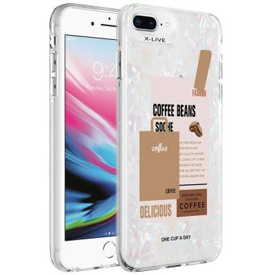 Apple iPhone 8 Plus Case Marble Pattern Zore Marbello Cover Brown