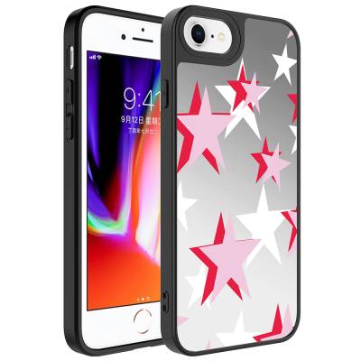 Apple iPhone 8 Plus Case Mirror Patterned Camera Protected Glossy Zore Mirror Cover Yıldız