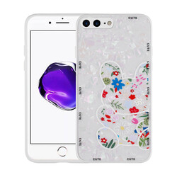 Apple iPhone 8 Plus Case Patterned Hard Silicone Zore Mumila Cover White Rabbit