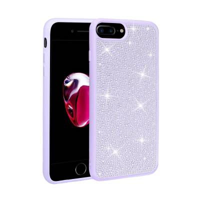 Apple iPhone 8 Plus Case Shiny Stone Design Zore Stone Cover Lila