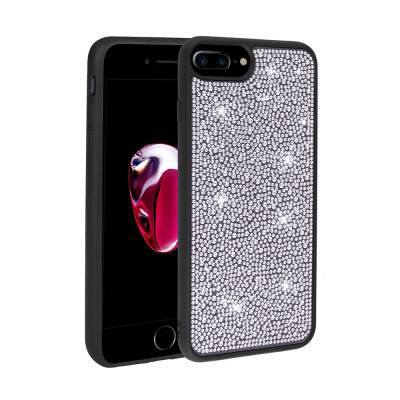 Apple iPhone 8 Plus Case Shiny Stone Design Zore Stone Cover Black