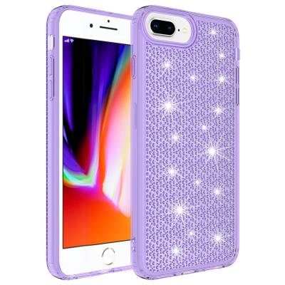 Apple iPhone 8 Plus Case With Airbag Shiny Design Zore Snow Cover Purple