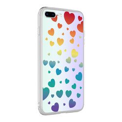 Apple iPhone 8 Plus Case Zore M-Blue Patterned Cover Heart No3