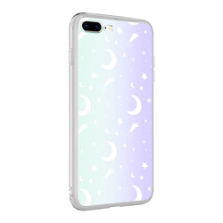 Apple iPhone 8 Plus Case Zore M-Blue Patterned Cover Moon No4