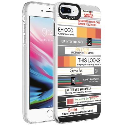 Apple iPhone 8 Plus Kılıf Desenli Zore Silver Sert Kapak Mottolar