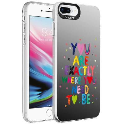 Apple iPhone 8 Plus Kılıf Desenli Zore Silver Sert Kapak You