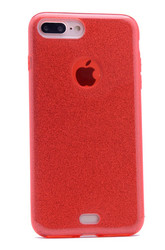 Apple iPhone 8 Plus Kılıf Zore Shining Silikon Kırmızı