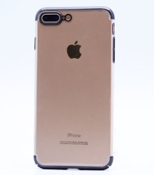 Apple iPhone 8 Plus Kılıf Zore Tareks Şeffaf Kapak Siyah