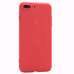 Apple iPhone 8 Plus Kılıf Zore Time Silikon Kırmızı