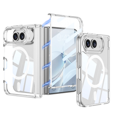 Apple iPhone Duo Case M-safe Charging Enabled Zore Kipta KPT-13 Transparent Hard PC Cover Şeffaf