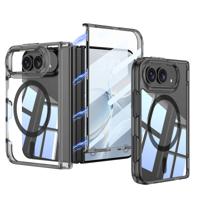 Apple iPhone Duo Case M-safe Charging Enabled Zore Kipta KPT-13 Transparent Hard PC Cover Black