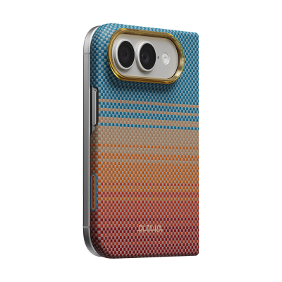 Apple iPhone Duo Case M-safe Charging Feature Pitaka Sunset 2.0 California Dream Series Aramid Fiber Cover Mavi-Kahverengi