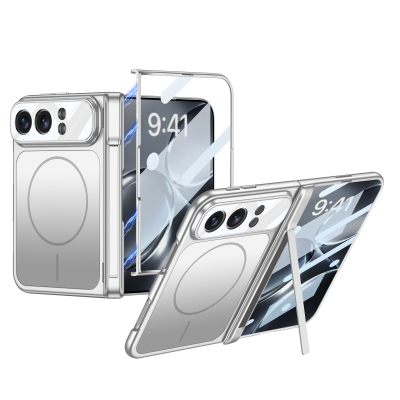Apple iPhone Duo Case M-safe Charging Feature Zore KPT-18 Vertical Stand Cover Silver