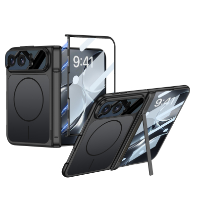 Apple iPhone Duo Case M-safe Charging Feature Zore KPT-18 Vertical Stand Cover Black