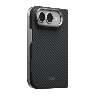 Apple iPhone Duo Case Pitaka M-safe Charging Feature Edge Series Black-Grey Twill 600D Aramid Carbon Fiber Cover Black-Grey