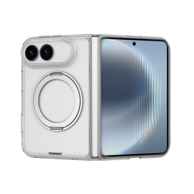 Apple iPhone Duo Case with M-safe Charging Feature, Youngkit Clear Series Stand Cover Şeffaf
