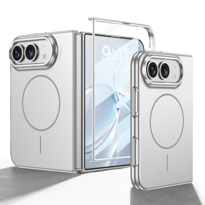 Apple iPhone Duo Case with Wireless Charging - Zore Kipta M-safe Cover Silver
