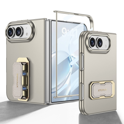 Apple iPhone Duo Case Zore Kıpta KPT-03 Hard PC Cover Titanyum