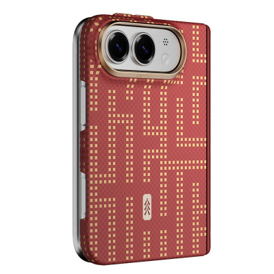 Apple iPhone Duo (Fold) Kılıf M-safe Şarj Özellikli Raptic Aramid SkinPro Grid Serisi Karbon Kapak Kırmızı