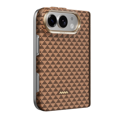 Apple iPhone Duo (Fold) Kılıf M-safe Şarj Özellikli Raptic Aramid SkinPro Origin Serisi Karbon Kapak Kahverengi