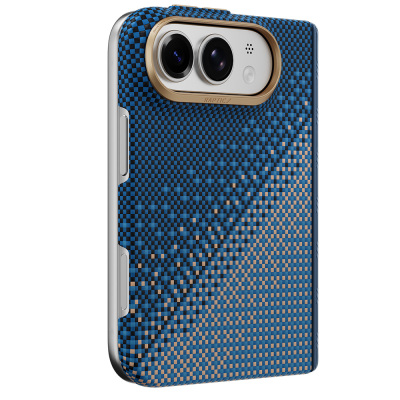 Apple iPhone Duo (Fold) Kılıf M-safe Şarj Özellikli Raptic Aramid SkinPro Serenity Serisi Kapak Lacivert