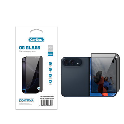 Apple iPhone Duo Go Des OG Glass Privacy Antistatik Temperli Cam Ekran Koruyucu Siyah