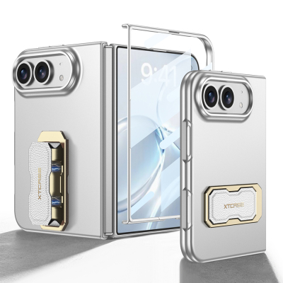 Apple iPhone Duo Kılıf Zore Kıpta KPT-03 Sert PC Kapak Gümüş