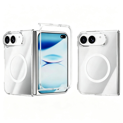 Apple iPhone Duo Kılıf Zore M-safe Şarj Özellikli Şeffaf Kamera Çerçeveli Porto Kapak Şeffaf