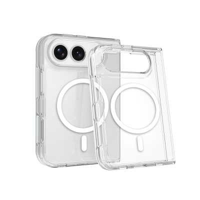 Apple iPhone Duo Kılıf Zore M-safe Şarj Özellikli Şeffaf Kamera Çerçeveli UTS PC Kapak Şeffaf