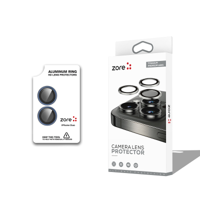Apple iPhone Duo Zore CL-12 Premium Safir Parmak İzi Bırakmayan Anti-Reflective Kamera Lens Koruyucu Lacivert