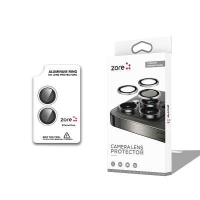 Apple iPhone Duo Zore CL-12 Premium Safir Parmak İzi Bırakmayan Anti-Reflective Kamera Lens Koruyucu Gümüş