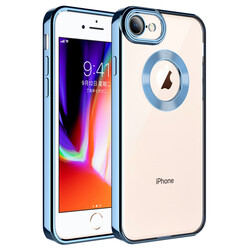 Apple iPhone SE 2020 Case Camera Protected Zore Omega Cover With Logo Sierra Mavi