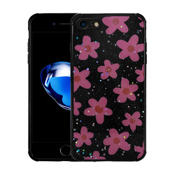 Apple iPhone SE 2020 Case Glittery Patterned Camera Protected Shiny Zore Popy Cover Çiçek