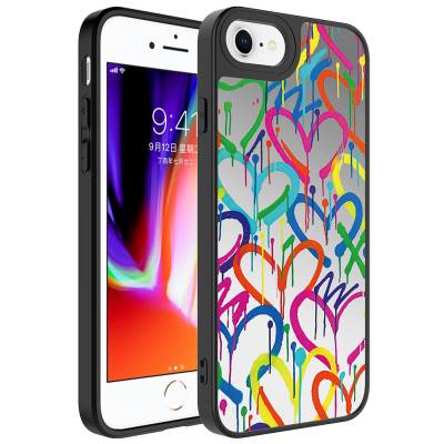 Apple iPhone SE 2020 Case Mirror Patterned Camera Protected Glossy Zore Mirror Cover Kalp