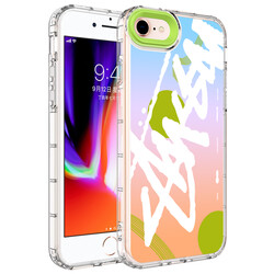 Apple iPhone SE 2022 Case Camera Protected Colorful Patterned Hard Silicone Zore Korn Cover NO2