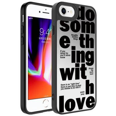 Apple iPhone SE 2022 Case Mirror Patterned Camera Protected Glossy Zore Mirror Cover Love