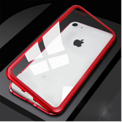 Apple iPhone SE 2022 Case Zore Devrim Mıknatıslı Glass Cover Red