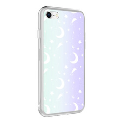 Apple iPhone SE 2022 Case Zore M-Blue Patterned Cover Moon No4