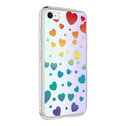 Apple iPhone SE 2022 Case Zore M-Blue Patterned Cover Heart No3